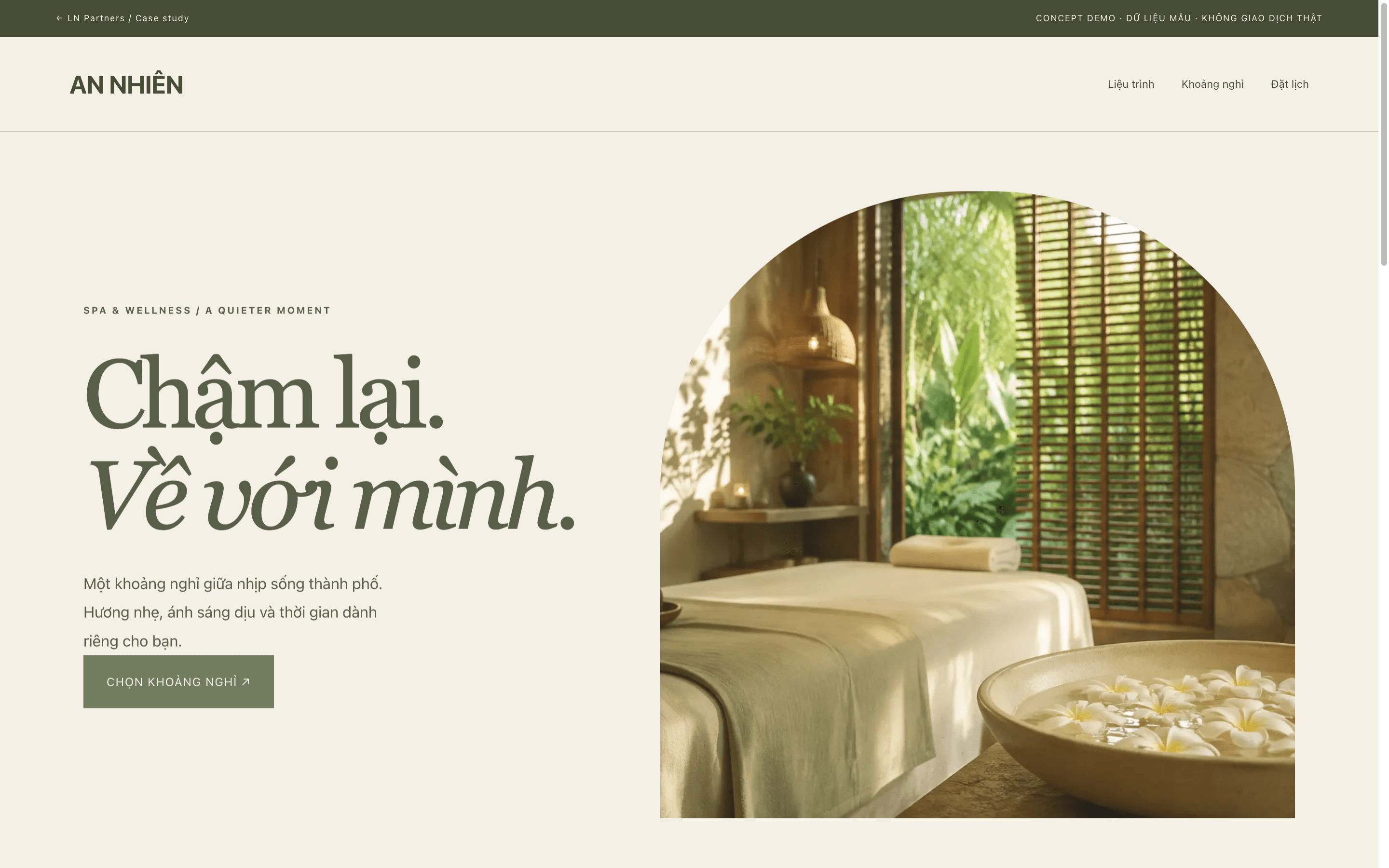 AN NHIÊN SPA · Interactive concept · Browser capture