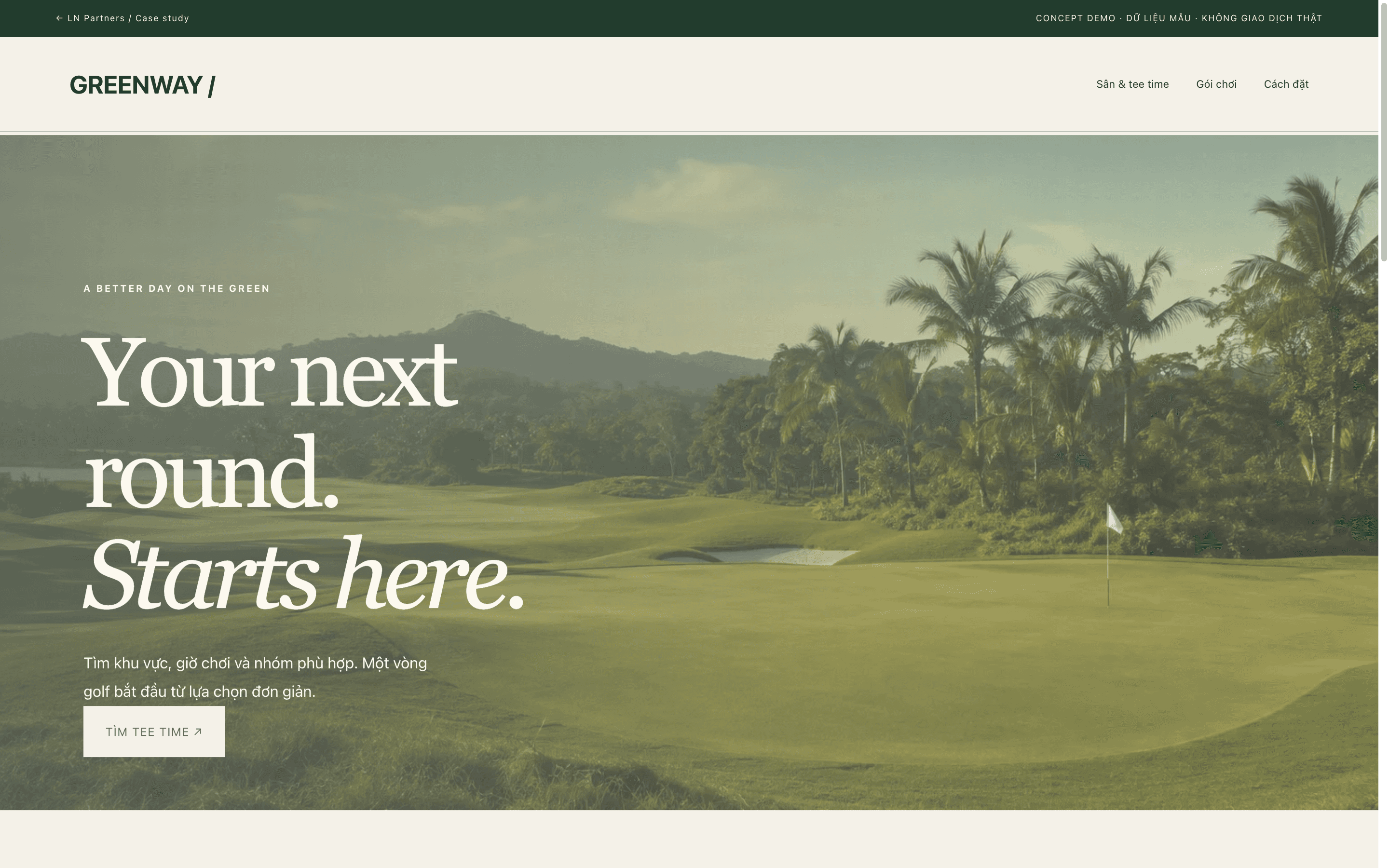 GREENWAY GOLF · Interactive concept · Browser capture