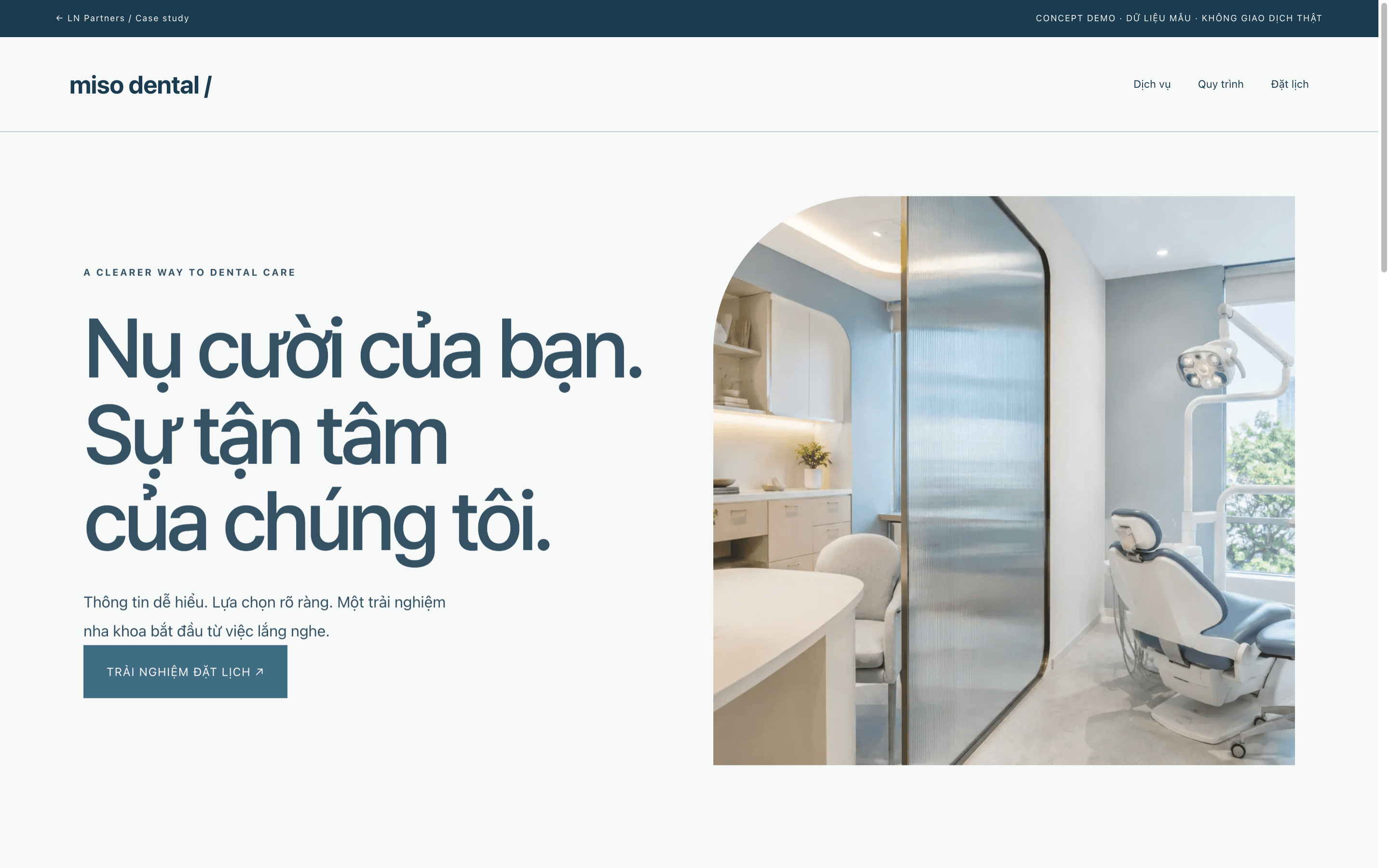 MISO DENTAL · Interactive concept · Browser capture