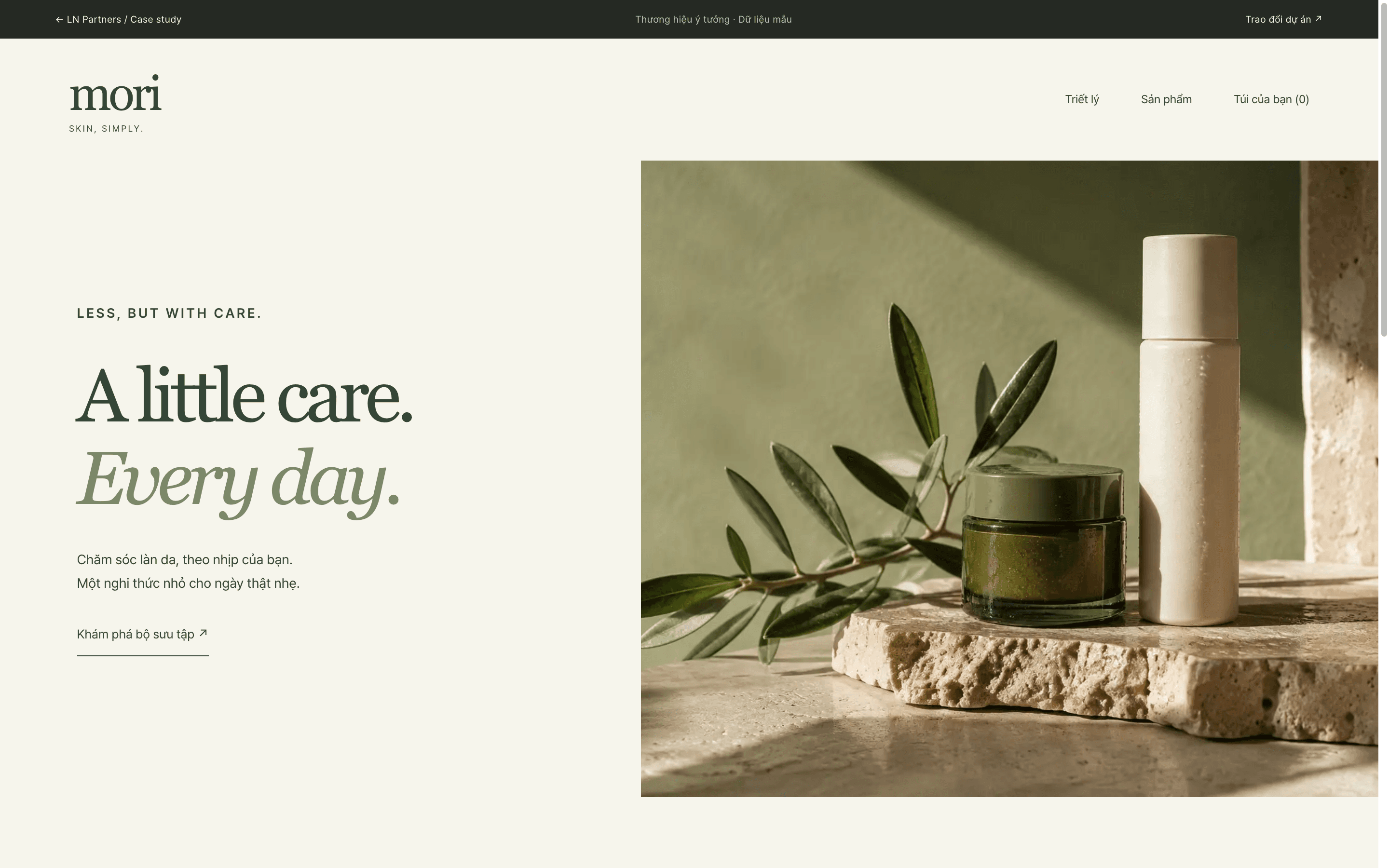 MORI SKIN · Interactive concept · Browser capture
