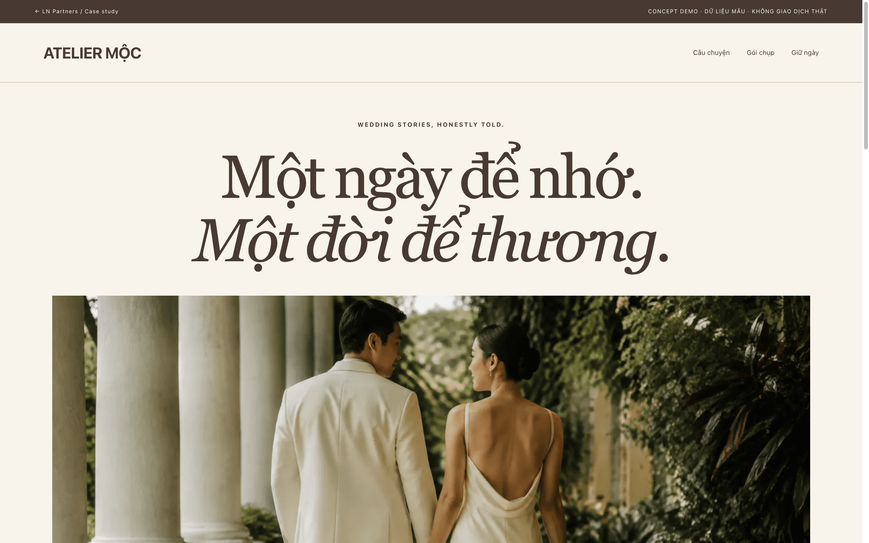 WEDDING STUDIO · Interactive concept · Browser capture